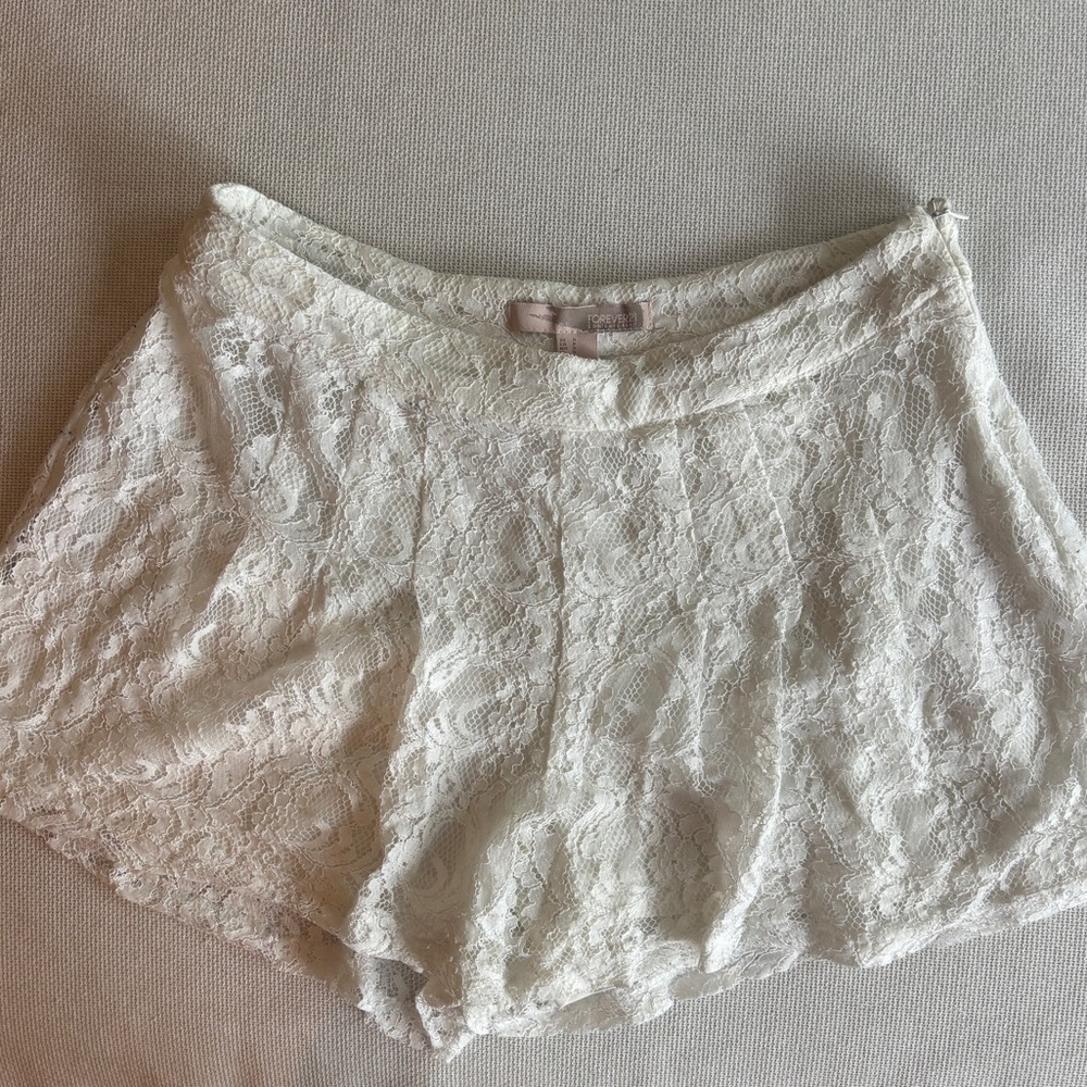 Forever 21 Cream Lace Detail Shorts